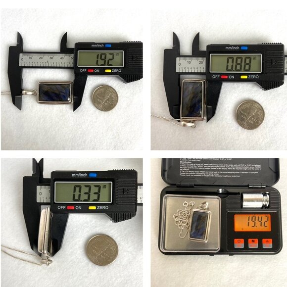 Sterling Silver 925 Bezel Set Blue Flash Labradorite Pendant Necklace 18" Chain - Picture 10 of 16